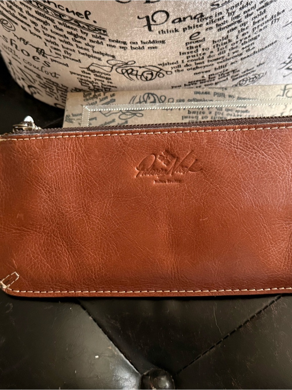 Patricia Nash Brown Leather Zip Wristlet Pouch